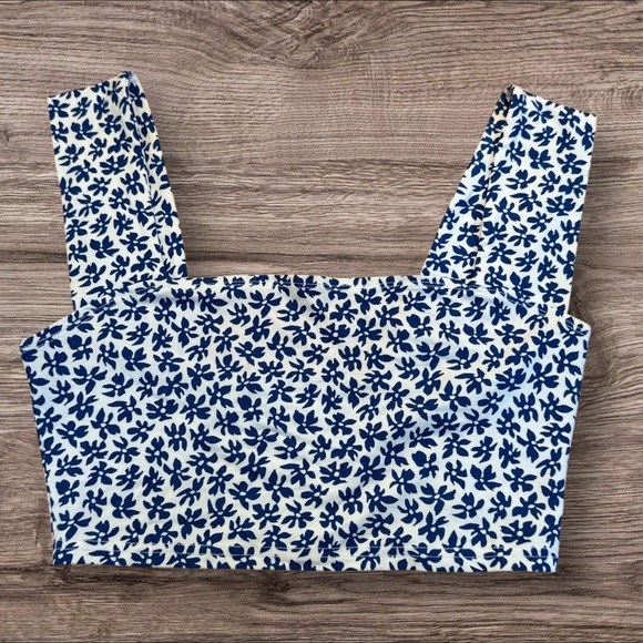 REFORMATION Rika Knit 2 Piece Set Bombay Blue/White Floral Stretch Rare Size XS - Picture 10 of 16